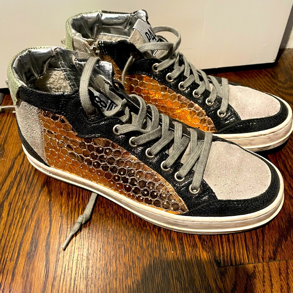 P448 Women's Love Mixed Media Mid Top Sneakers.
